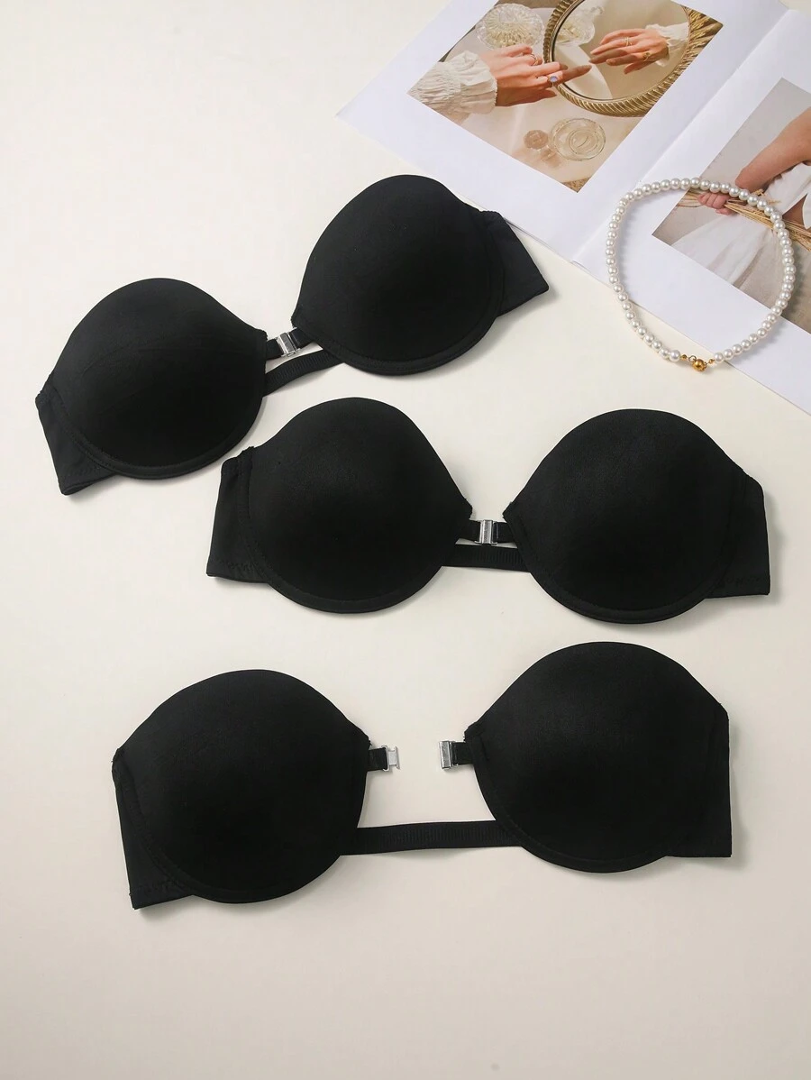 Women Underwire Bra Set Of 3 (Wedding Season) - Black - View 1