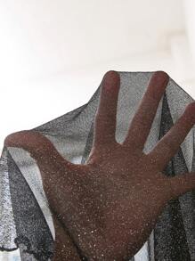 SHEIN Clasi Women Hollow Out Tie Front Ruffle Hem Crop Top Cardigan Rave Festival Outfits With Puff Sleeves