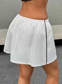 SHEIN EZwear Women Drawstring Side Striped Summer Casual Skirt