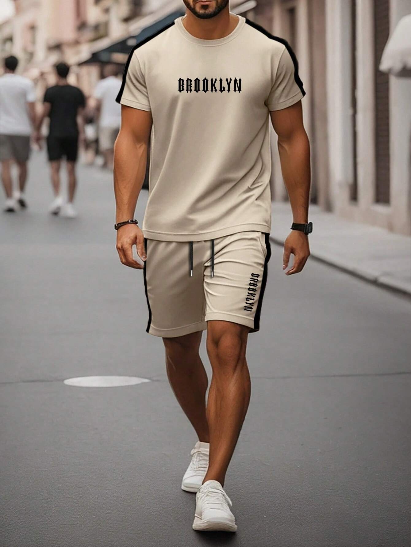 Set Uomo 2 Pezzi T-Shirt E Pantaloncini Sportivi - Casual Running Estivo