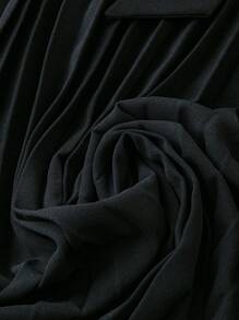 Franclia Đầm dự tiệc màu trơn tay lửng cổ đứng xếp ly eo cho nữ mùa hè - màu đen - Xem 5