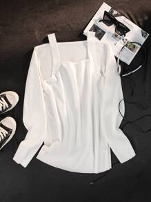 Manfinity Fever City Men Fashion Solid Color Off-Shoulder Slim Fit Long Sleeve Sweater - White - View 6