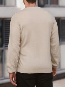 RueChic Herenpatch Gedetailleerde Ronde Hals Normale Trui