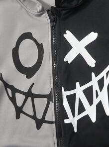 Teen Boy Casual Hooded Sweatshirt Color-Block Knitted Sweatshirt