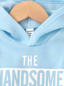 Bộ 2 Bộ Đồ Thể Thao Thường Ngày Dễ Thương Với Áo hoodie & Quần dài in hình tiếng Anh, hoàn hảo cho mùa tựu trường vào mùa thu và mùa đông - Màu xanh nhạt - Xem 4