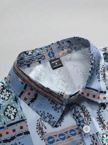 Manfinity Homme Chemise à boutons pour hommes à manches courtes imprimée - Multicolore - Voir 5