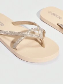 Woman Shoes Fashion Lightweight Vacation Beige Flat Slippers For Summer Vacation Shoes Party Baddie Chic Gorgeous Style Spring Shoes Spring Break Easter For Casual Beach Style For Christmas - Beige - View 4