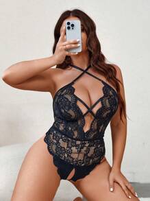 Lencería sexy de talla grande - Negro - Ver 1