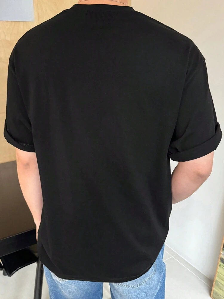 Men Summer Short Sleeve Round Neck Casual And Commuting T-Shirt With Printed Slogan And Character Pattern,Graphic Tees