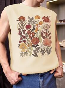 Chillumni Débardeur ample à imprimé floral pour hommes en été - Kaki - Voir 5