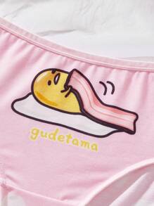 Gudetama X SHEIN Plus Size Comfortable Cartoon And Polka Dot Print Brief