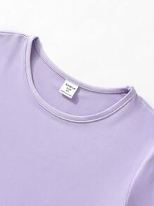 SHEIN Vintaside Kids 3 cái/bộ Bộ áo thun và quần thể thao thông thường cho bé gái Tween, nhiều màu sắc - Nhiều màu - Xem 5