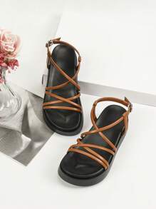 女士平底楔形涼鞋,黑色防水厚底高跟拖鞋,流行的蝴蝶結裝飾 - 駝色 - 查看 4