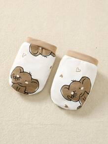 SHEIN Neugeborener Baby Jungen 5 Stücke/Set für den Sommer, niedliches Elefant bedrucktes kurzes Bodysuit und Hose & Hut & Lätzchen & Handschuhe