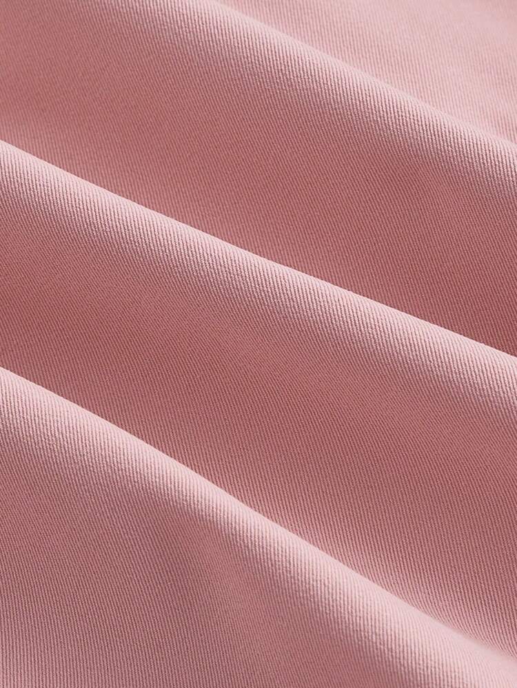 Plus Size Women Cute Pink Lace Border Drawstring Tie Tooling Pants