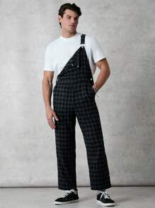 Forever 21 Mannen Vintage losse groene geruite overall