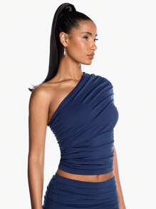 SHEIN BAE Summer Fits Fashion Four-Way Stretch Knit Cross-Shoulder Summer Tops, Compression Shirt, Women T Shirts