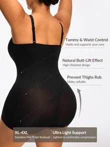 SHAPORA Women Simple Daily Solid Color Plus Size Jumpsuit Shapewear