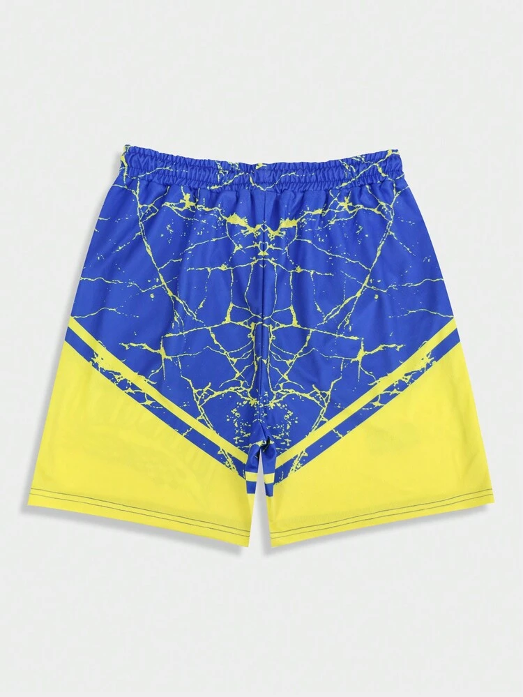 Men Racing Digital Print Shorts, Suitable For Daily Wear In Spring And Summer