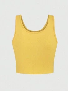 SHEIN Unity Áo crop top dáng ôm mùa hè thường ngày có in hình quả anh đào - Màu vàng - Xem 2