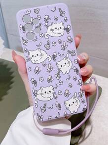 可爱卡通猫咪印花手机壳带挂绳 适用于 iPhone15/15Plus/15Pro/15Promax - 彩色 - 查看 2