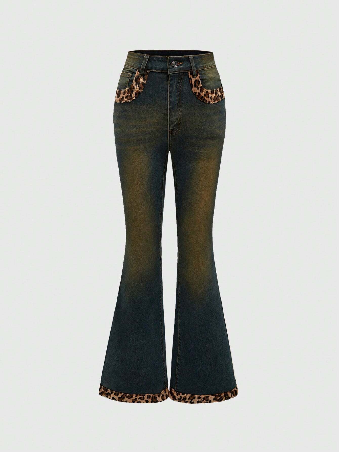 パンツ 00s grunge y2k punk leopard flare pants XPONNI Y2k Jeans Animal Print Y2k Pants Leopard Print Womens