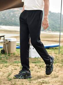 Gym Rark 男士彈性腰部休閒戶外貨物短褲，附有字母編織腰帶 - 黑色 - 查看 3