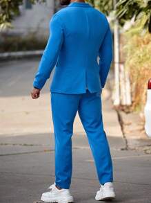 Manfinity Mode Conjunto De Chaqueta Y Pantalón De Traje Para Hombre En Color Sólido Con Cuello De Solapa