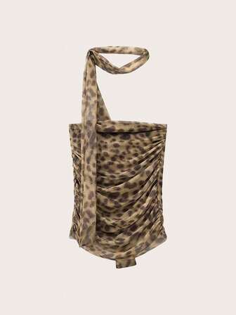 Summer Fashion Leopard Print Ruched Tube Top