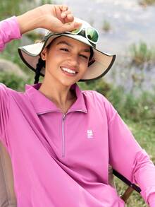 In My Nature Women Outdoor Sweatshirt With Drawstring Hem And Long Sleeve, Thin Style Compression Shirt - Hot Pink - View 6