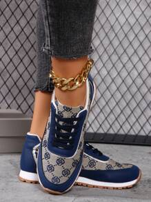 Fall/Winter 2025 Spring/Summer New Fashion Slip-Resistant Comfortable Floral Pattern Women's Casual Sports Running Sneakers, Suitable For Leisure, Vacation, Outdoor Sports