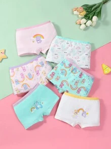 少女六条装可爱小熊印花内裤