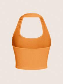 SHEIN Essnce 6pcs/Pack Casual Solid Color Versatile Halter Neck Cropped Tank Tops, Suitable For Summer Back To School - Multicolor - View 9