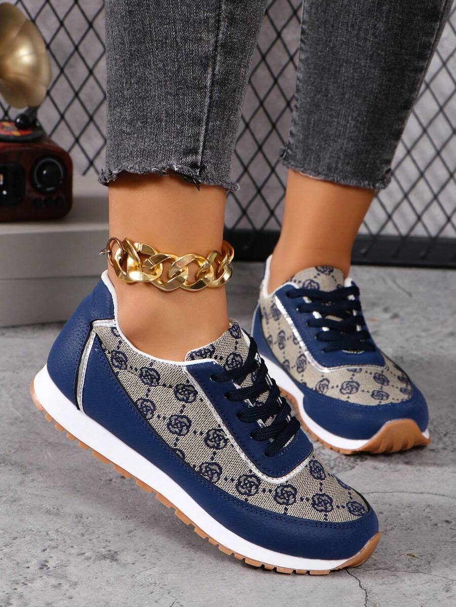 Fall/Winter 2025 Spring/Summer New Fashion Slip-Resistant Comfortable Floral Pattern Women's Casual Sports Running Sneakers, Suitable For Leisure, Vacation, Outdoor Sports