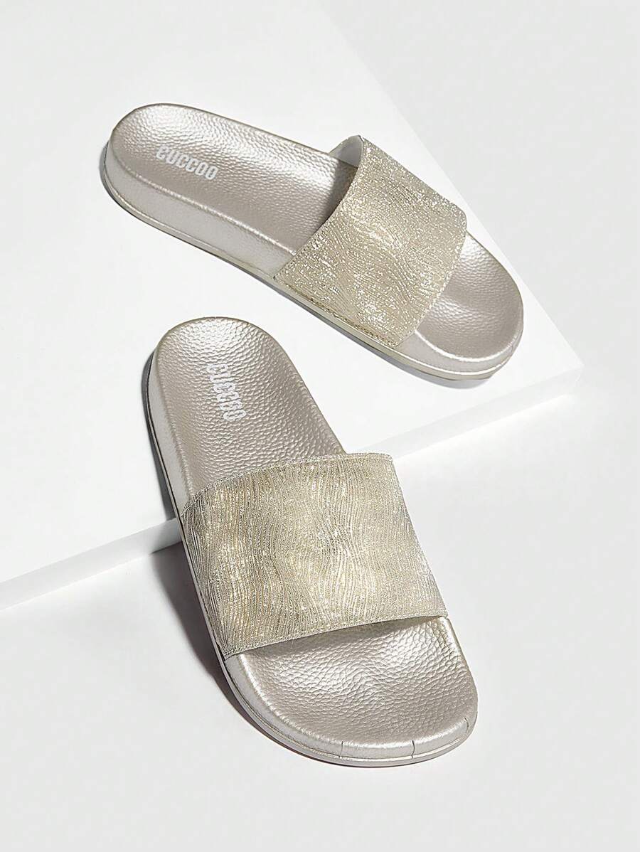 CUCCOO SZL Fashion Khaki Slides For Women, Single Band Slippers