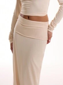 MUSERA Ladies' Solid Color Simple Daily Skirt Spring Summer