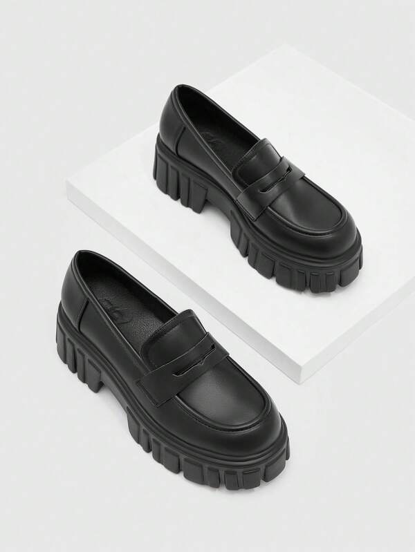 CUCCOO BIZCHIC Mocasines minimalistas para mujer, zapatos plataforma negro con estilo preppy para el verano, vacaciones, de verano, elegantes básicos, negocios casuales, negocios elegantes, Navidad, bruja del otoño, Año Nuevo, vacaciones