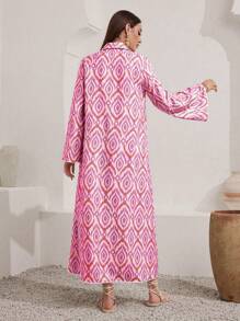 Al Najma Maxi Vacation Leisure Dress With Full Print And Flare Sleeves - Red - View 2