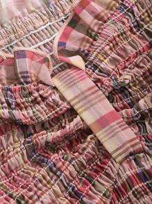 DAZY Women's Plaid Off-Shoulder Puff Sleeve Blouse Summer,Crop Tops Women,Off Shoulder Top,Back To School Clothes - Red - View 8