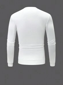 Manfinity Homme Men's Plus Size Loose Fit Floral Printed Round Neck Drop Shoulder Long Sleeve Casual Sweatshirt, Spring And Autumn - White - View 2