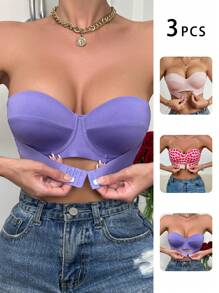 Women Underwire Strapless Bras, Pack Of 3