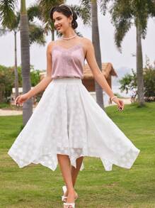 Vintamour Top de encaje informal para damas estilo vintage para vacaciones, Top de tirantes de encaje suelto para primavera/verano, ropa para vacaciones en resort hawaiano, ropa de playa para mujeres, blusas para salir, top halter