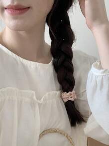 DAZY Frill-Edged Scrunchie Is Suitable For Daily Use, Simple And Convenient Valentines Hair Ties Ponytail Holders Hair Elastics Hair Rubber Bands Scrunchies Hair Rope Elastic Hair Tie - Multicolor - View 6