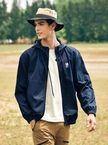 In My Nature Men's Solid Color Outdoor Jacket With Zipper Pockets Hiking Clothes