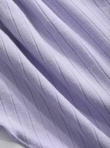 DAZY Áo thun ôm sát tay dài tay có cổ bất đối xứng màu trơn cho nữ mùa xuân hè - Màu tím hoa cà - Xem 7