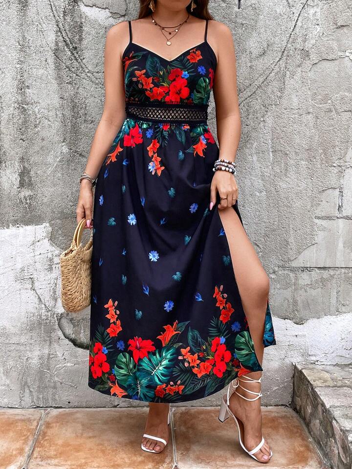 SHEIN VCAY Plus Size Resort Cami Dress With Side Slit | SHEIN USA