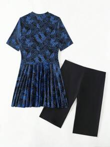 Swim Mulvari Women's Beach Style Printed Short Sleeve Burkini (Color/Pattern Random),Summer BeachArabic Clothing