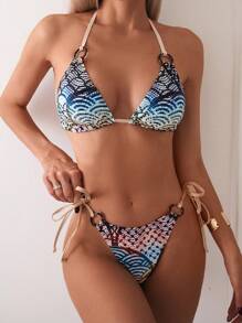 SHEIN Swim Women Printed Sexy Beach Bikini Set For Vacation,Summer Beach - Multicolor - View 1