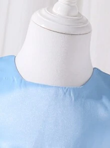 SHEIN Glamorique Kids Baby Girl Elegant Dress, Suitable For Birthday Party, Event, Wedding, Baptism, 1st Birthday - Blue - View 5