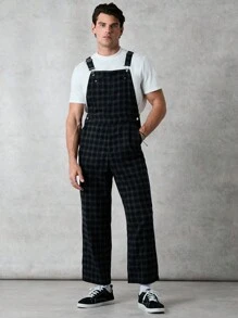 Forever 21 Mannen Vintage losse groene geruite overall